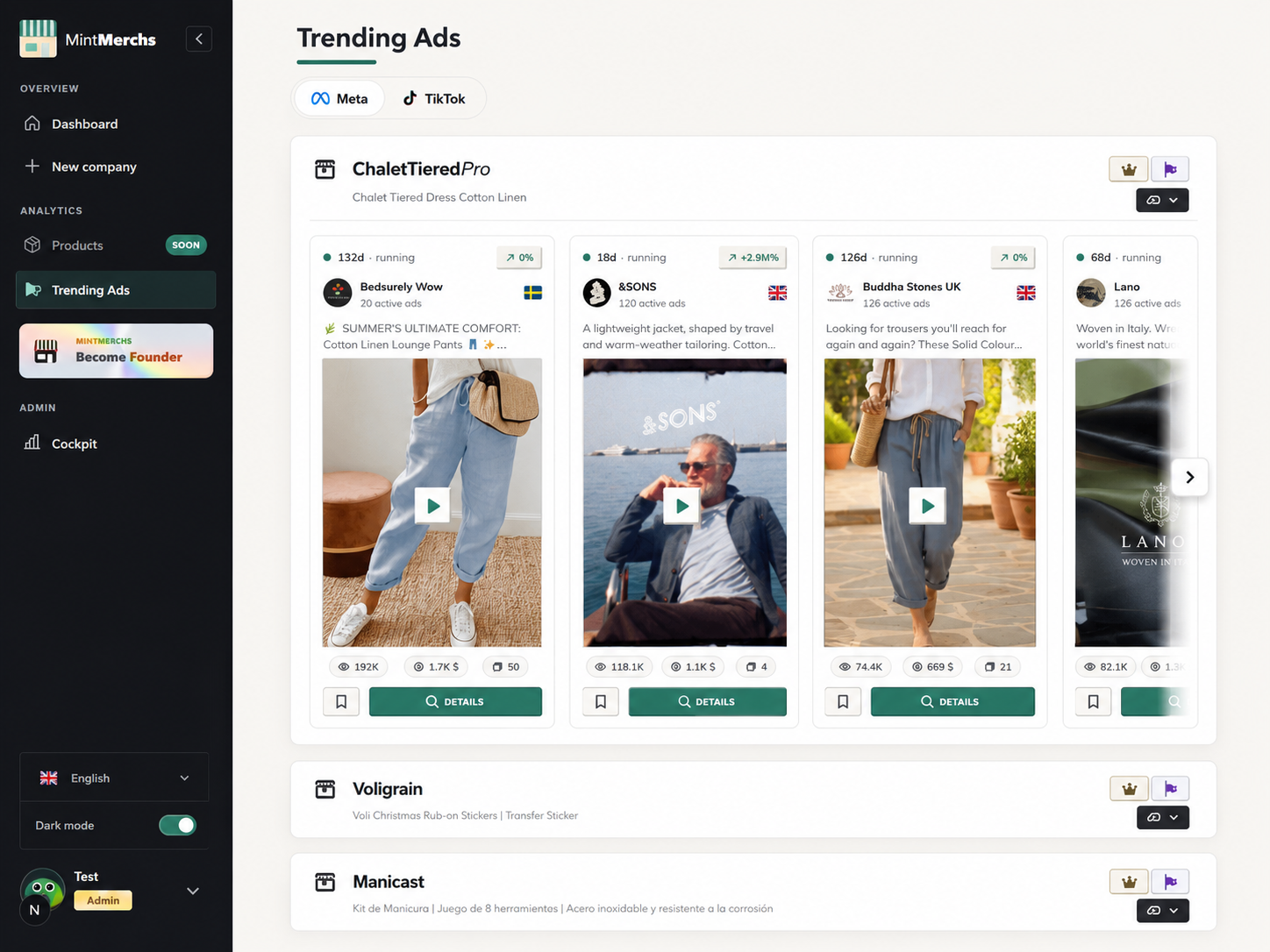 MintMerchs trending ads and creative recommendations