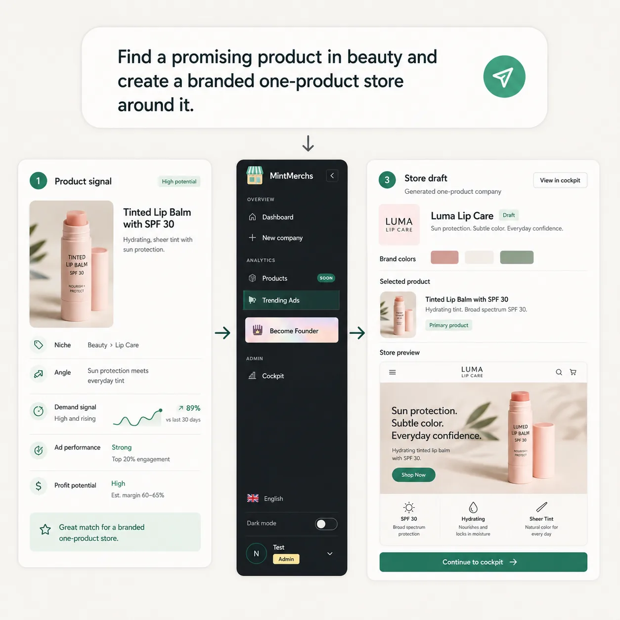 MintMerchs product signal and store draft